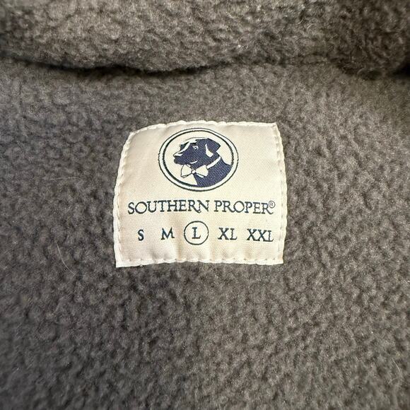Southern Proper All Prep Fleece Pullover Gray Plaid Trim Snap Front Jacket Men L - Picture 5 of 8